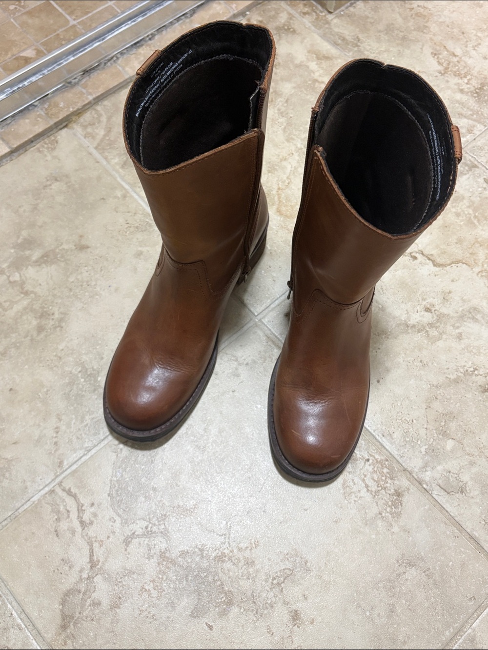 Women’s brown Leather side zip boots